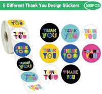 thank you sticker colorful watercolor sealing labels 500pcsroll for gift wrapping envelope packaging decorations kids stickers