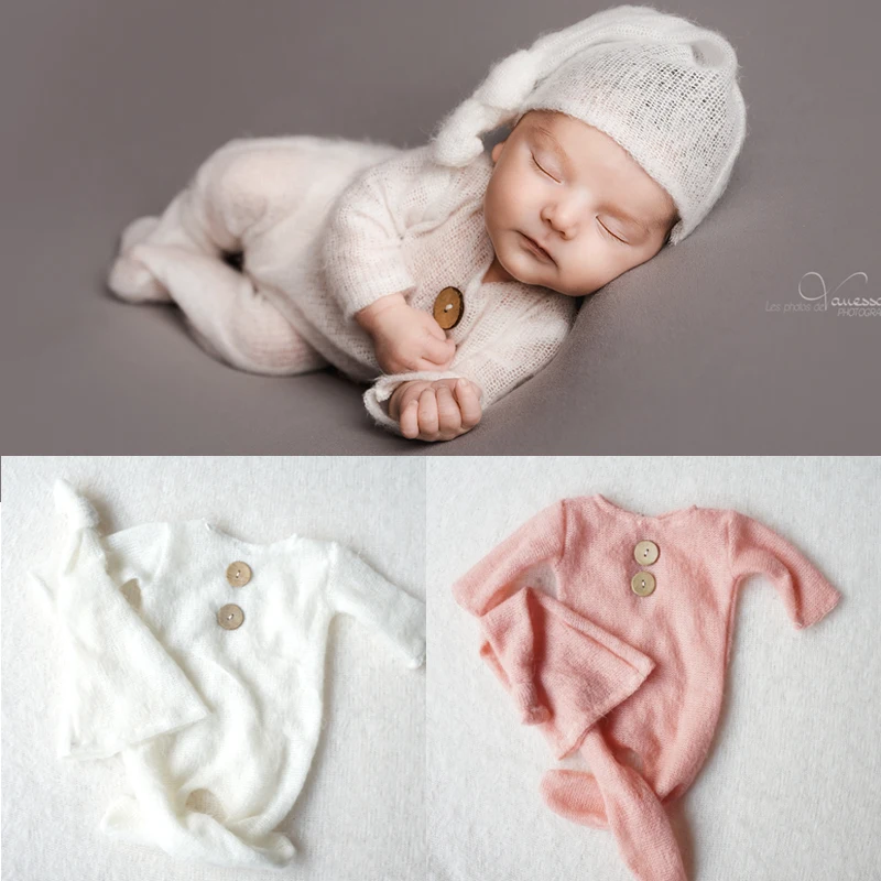 

Newborn Photography Props Crochet Mohair Bebe Fotografia Baby Clothes Boy Hats Romper Set Indoor DIY Photo Studio Accessories