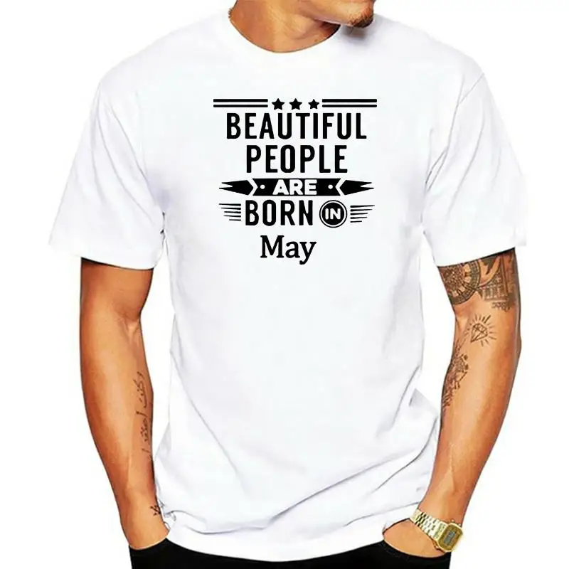 

Summer 100% Cotton Short Sleeve Tops Tees Beautiful People Are Born In May Short Sleeve T-Shirt Men O-Neck Tshirt