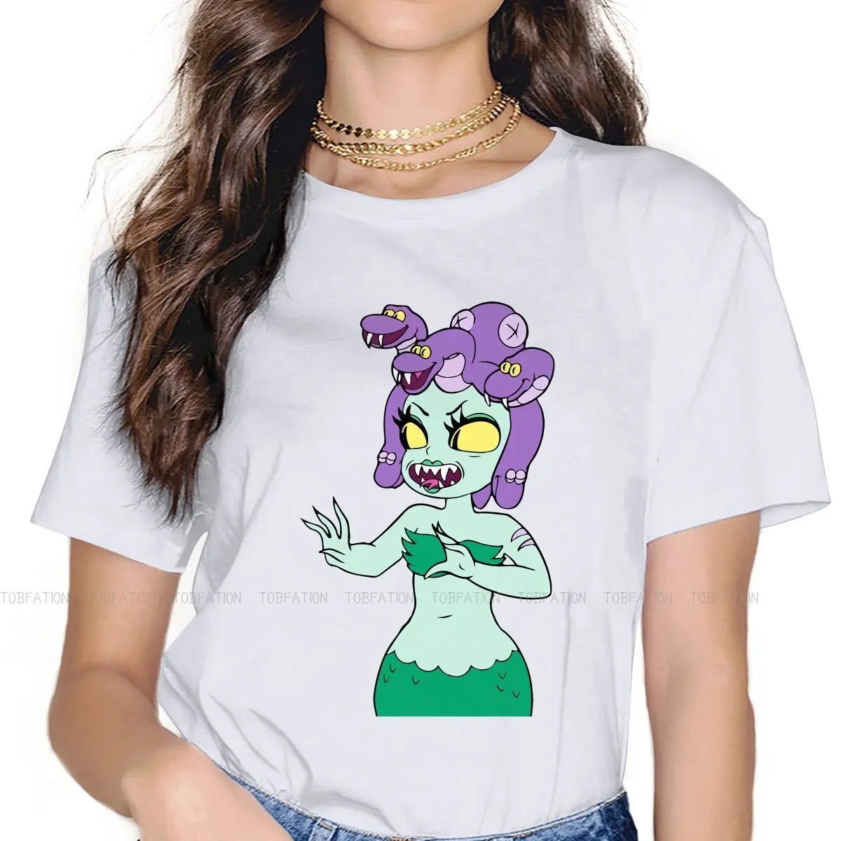 

Gorgon Cala Maria Classic TShirt For Women Cuphead Ms Chalice Game Tees Vogue Female T Shirt Soft Summer Oversized