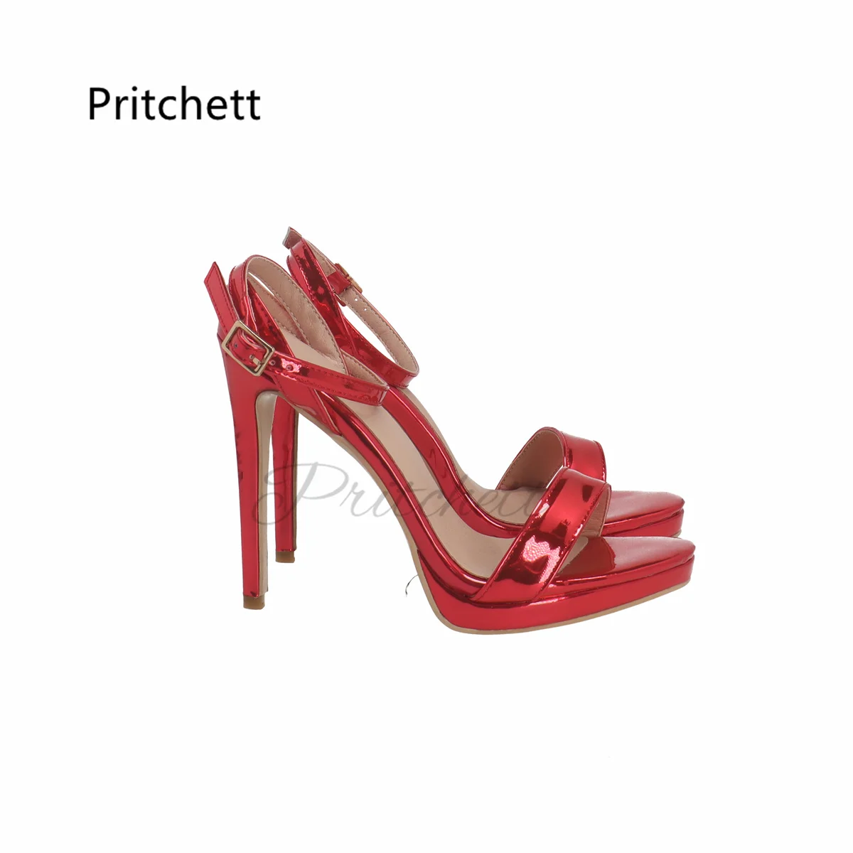 One Strap High Heels Sandals Women's Open Toe Summer Shoes Red Leather Stiletto Mature Concise Wedding Bride Shoe Female