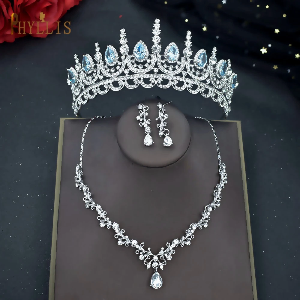

A24 Rhinestone Bridal Jewelry Sets Women's Engagement Jewelry Set Bridal Tiaras and Crowns Necklace Set for Wedding Headband