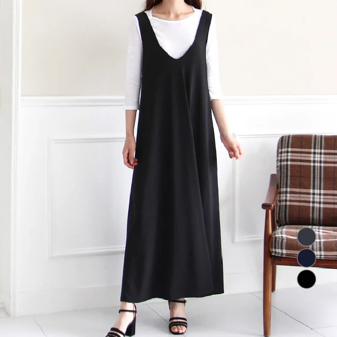 

박스핏 민소매 롱원피스