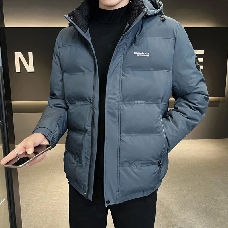 Winter Thickened Men's Hooded Padded Jacket Thick Padded Jacket Outdoor Thickened Warm Versatile Casual Padded Jacket Polyester