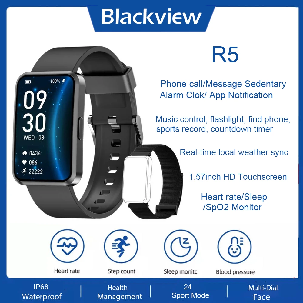 

Blackview Sports Smart Watch for Men Women1.57" Full Touch Fitness Tracker IP68 Waterproof Smartwatch For Huawei Xiaomi Phone