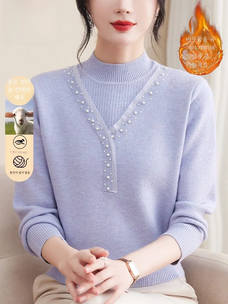 Зимняя одежда для мам. Утепленный свитер на флисовой подкладке. Внутренняя