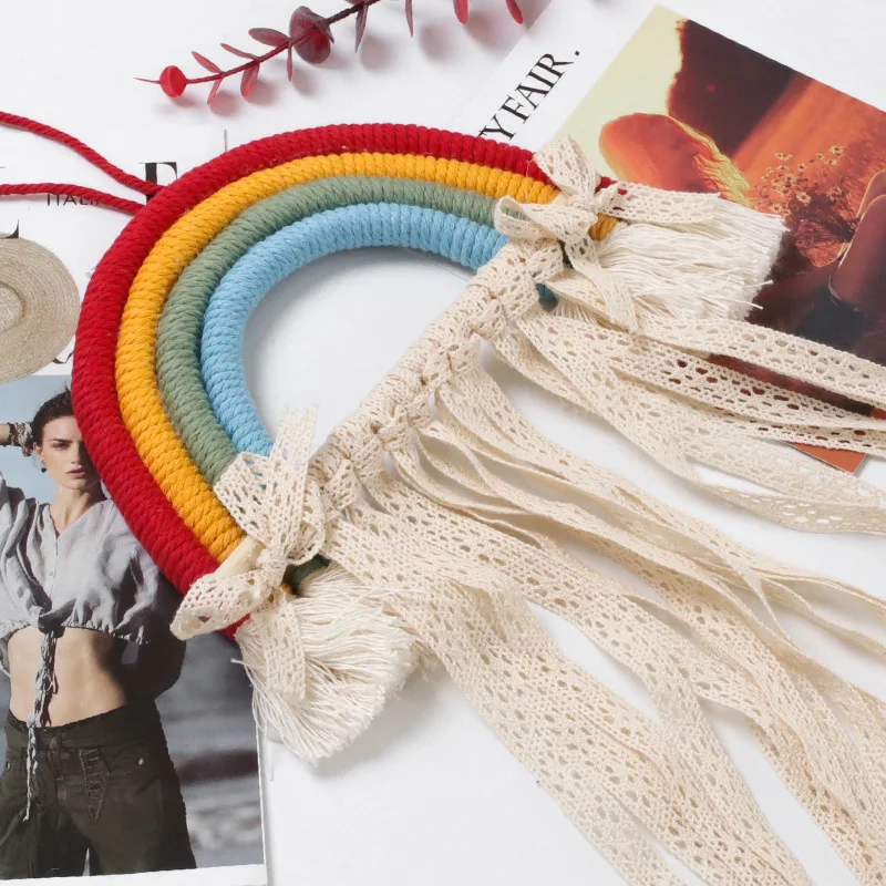 INS Weave Rainbow Baby Hair Clips Accessories Holder Princess Girls Hairpin Hairband Storage Pendant Jewelry Wall Ornaments