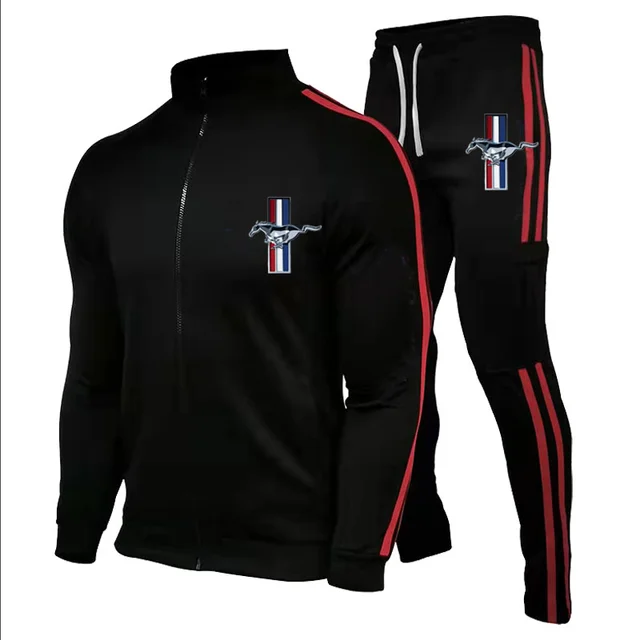 

2021NEW Fashion Men MUSTANG Motors Car Logo Print unisex Sweatshirt Men Hoodie Casual Fleece Hoodies Pants Suit 2pcs