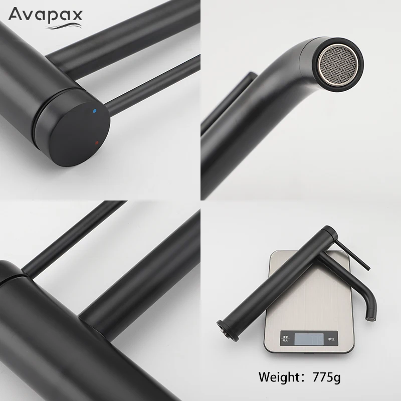 Высокий смеситель для раковины Avapax Золотой в ванной комнате кран с горячей и