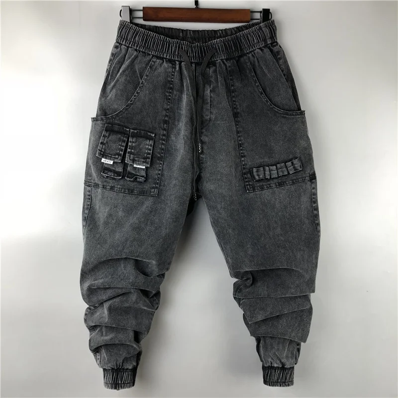 

Повседневные мужские джинсовые шаровары-карго Owen Seak, уличная одежда в стиле хип-хоп, мужские джинсовые тренировочные брюки большого размер...