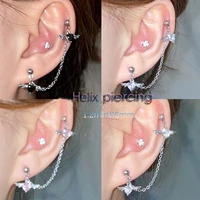1pc stainless steel helix piercing earring cz heart wings chain cartilage piercing lobe industrial body jewelry korean16g