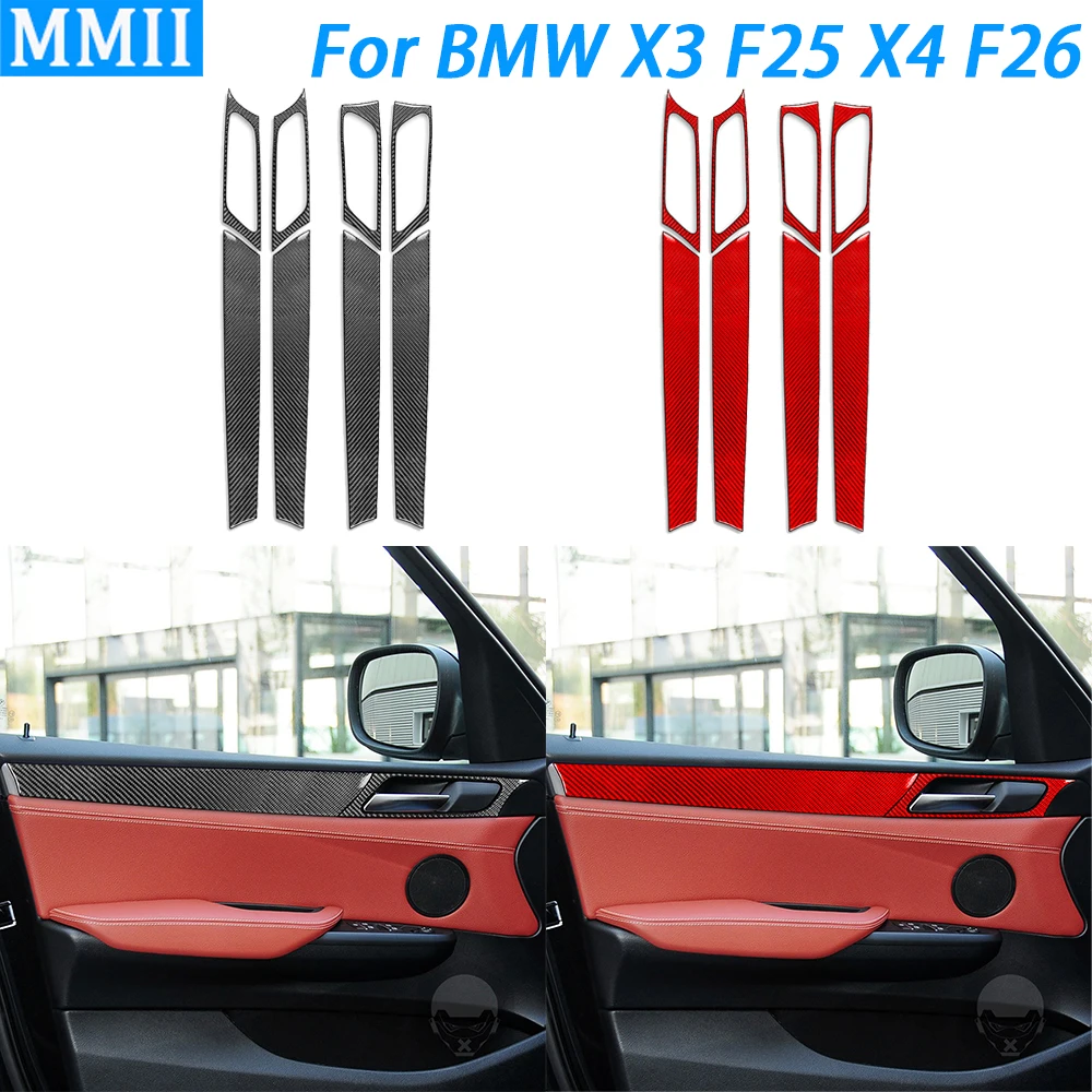 

Внутренняя панель двери из углеродного волокна для BMW X3 F25 2011-17 X4 F26 14-17, отделочные полосы, подходит для украшения интерьера автомобиля, аксессуары, наклейка