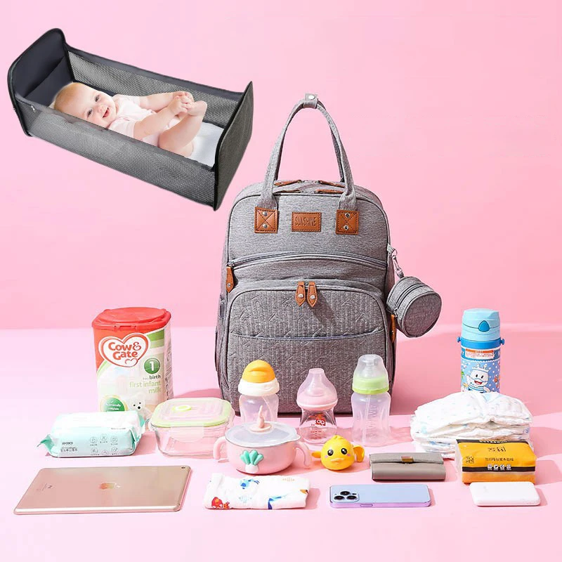 

High Quality Mommy Bag With Separate Baby Bed Fashion Waterproof Baby Diaper Bag Nappy Stroller Bags For Maternity Backpack