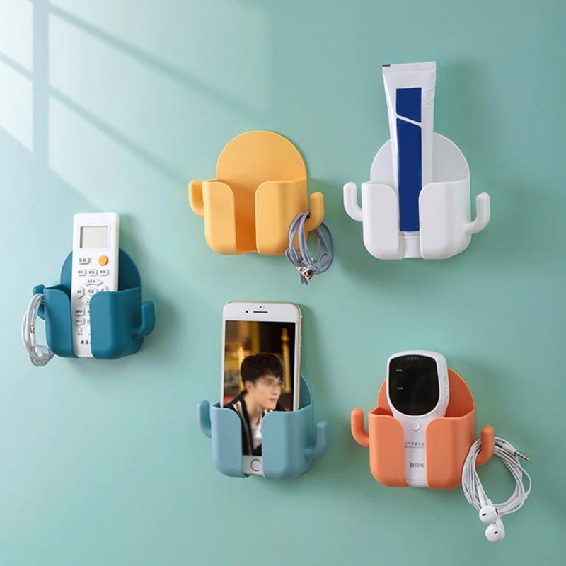 

Wall-mounted Bedside Free Punching Paste Mobile Phone Charging Bracket TV Air Conditioner Remote Control Storage Box Rack Hook