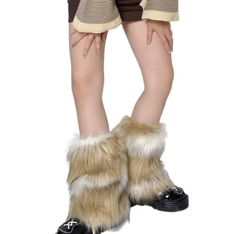 

Women Vintage Furry Leg Warmers Winter Warm Fuzzy Faux Fur Boots Shoes Cuffs Covers Sleeves Calf Length Socks Streetwear T8NB