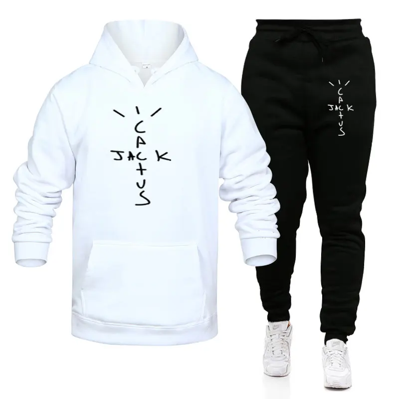 New Men's sets autumn fashion printed cotton fleece sweater hoodies sweatpants suit casual street men's tracksuit Men's clothes