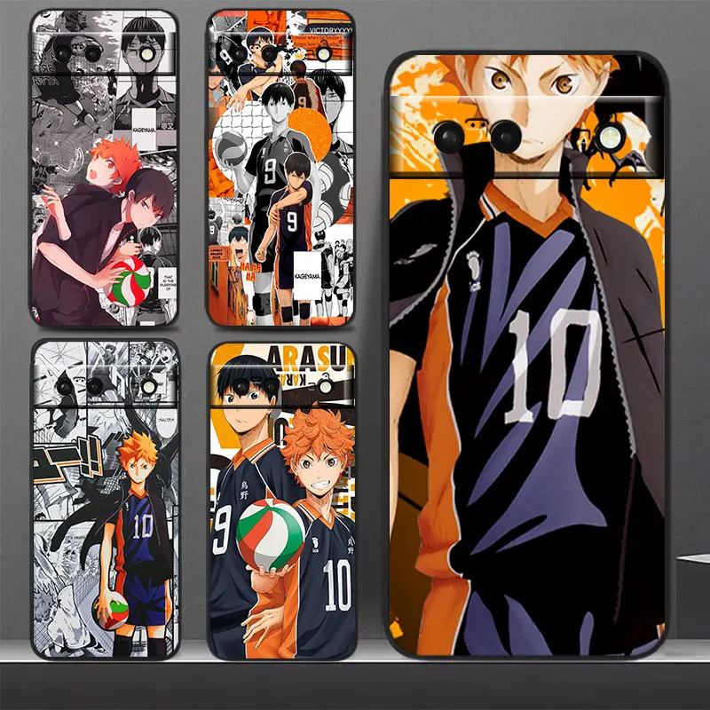 

Cartoon Anime Volleyball Haikyuu Phone Case For Google Pixel 7 Pro 6 Pro 6A 5A 5 4 4A XL 5G Black Soft Cover Fundas Cover