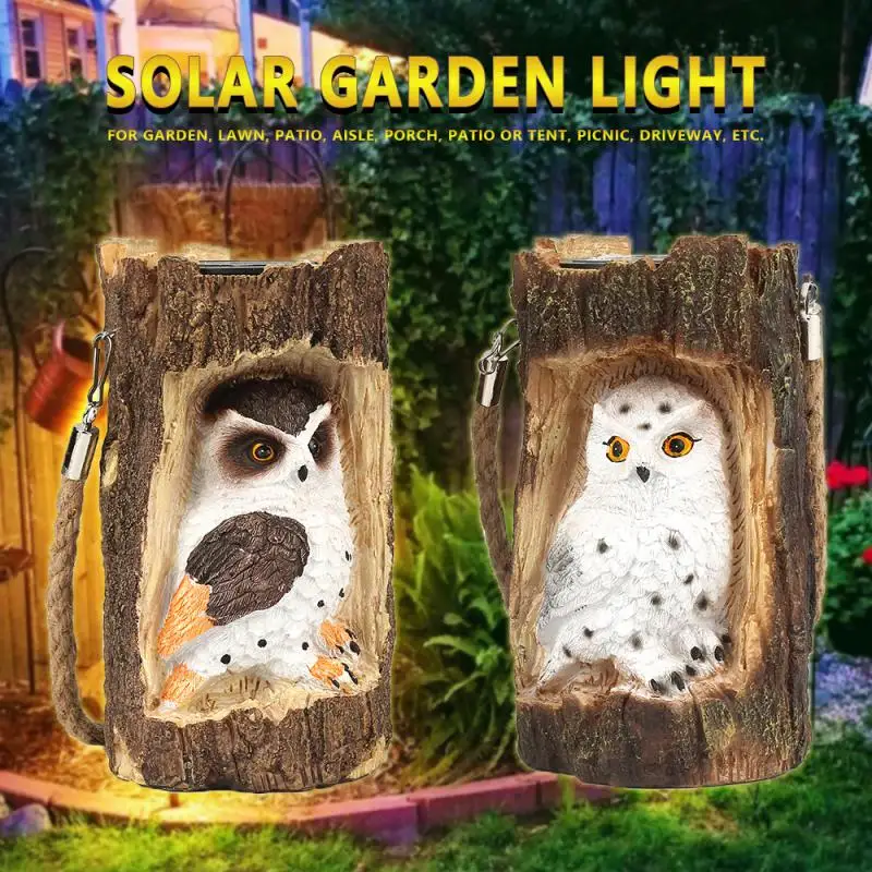 

Solar Lamp Garden Owl Tree Stump LED Light Porch Lawn Ornament Lamp Waterproof Outdoor Decorative Solar Landscape Warm Light