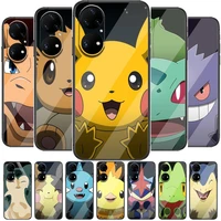 touch glass pokemon phone case for huawei p50 p40 p30 p20 10 9 8 lite e pro plus black etui coque painting hoesjes comic fas