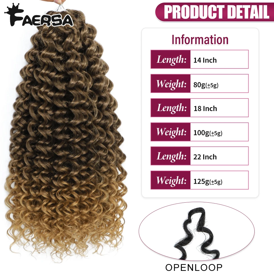 Wavy Strands Crochet Braid Hair14 18 &22inch Synthetic Ombre Wavy Curls Afro Curls Hair For Women Low Tempreture Deep Wave images - 6