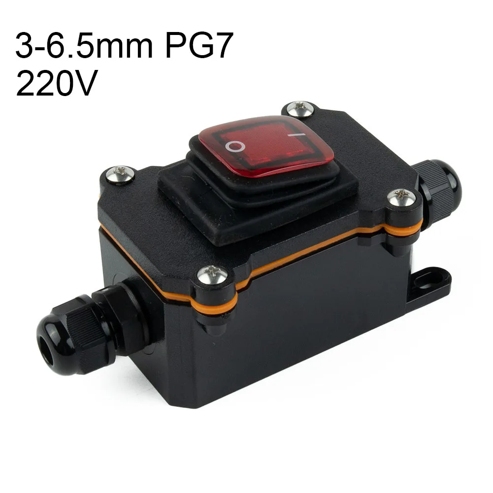 

1pc 24V/220V PG7 Inline Cord Switch Online Ship Type Waterproof Switch Red With Light 4 Feet 2 Gears 25A Toggle Switch