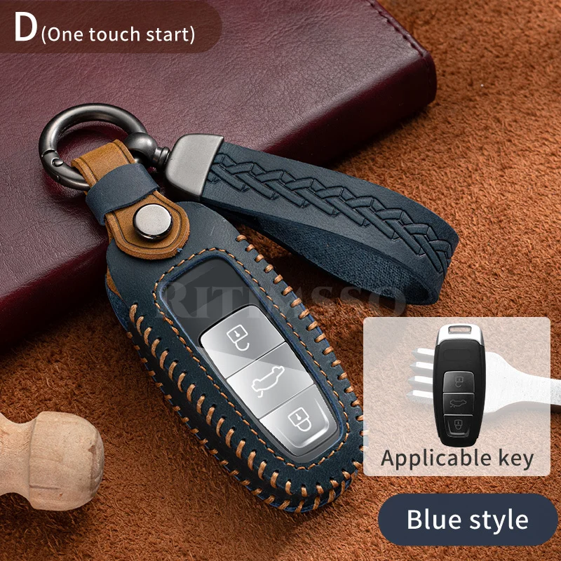 

Кожаный чехол для автомобильного ключа с дистанционным управлением для Audi A6 A7 A8 E-tron Q5 Q7 Q8 C8 D5