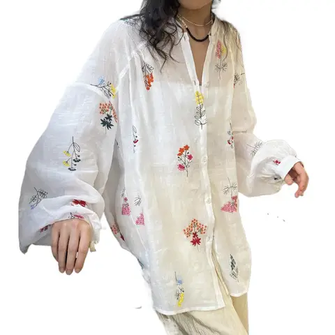 Женские льняные блузки Sherhure белые