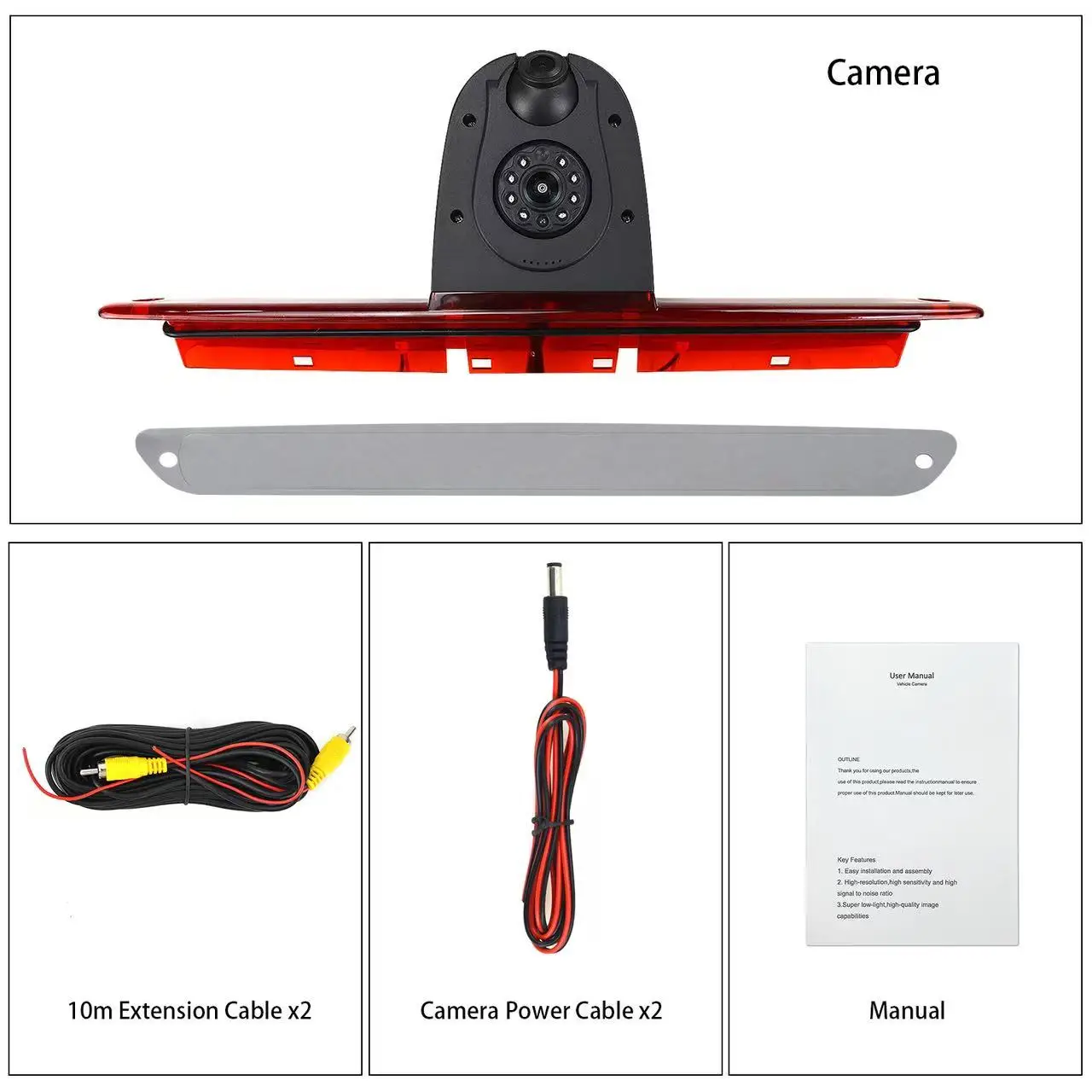 Камера заднего хода стоп-сигнала с двумя объективами и камера дальнего света со