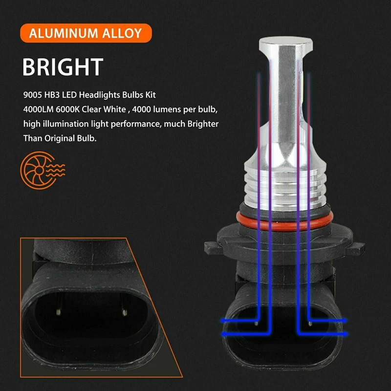 2 пары 9005 9006 Combo светодиодный набор фар дальнего и ближнего света Лампа 6000K 800W 8000LM