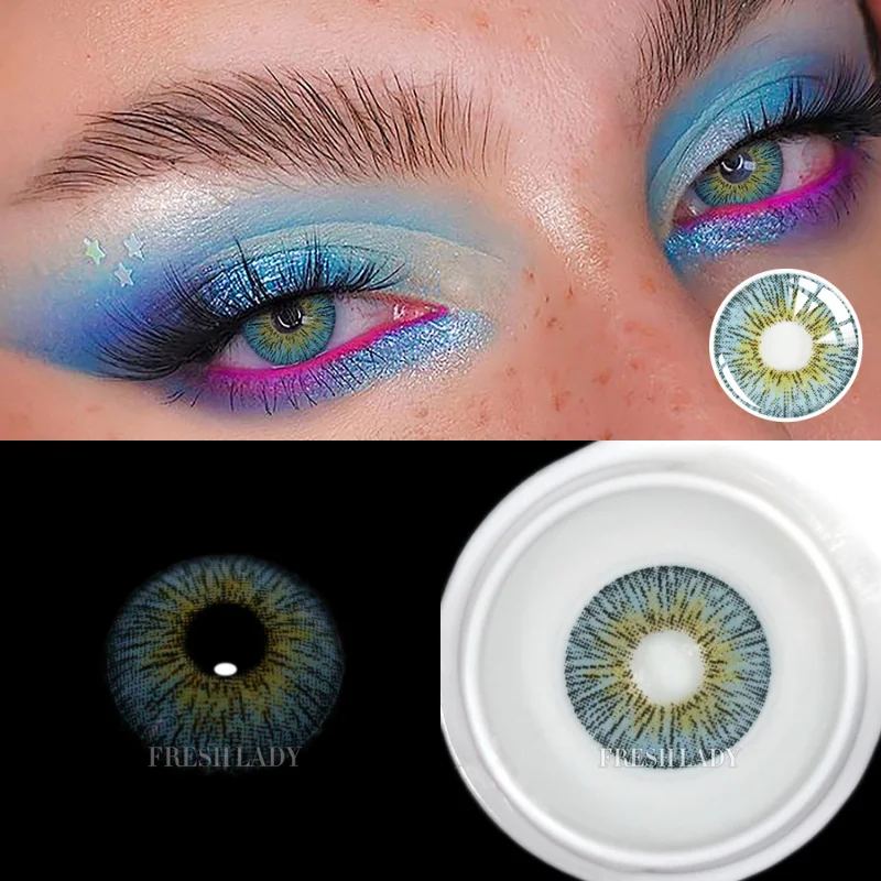 fresh lady color contact lenses for eyes anime cosplay colored lens retro new york multicolored beauty makeup yearly use free global shipping