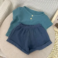 summer baby boy clothes set casual cotton short sleeve t shirt pants boys girls clothing suit 2 pieces 1 5 years