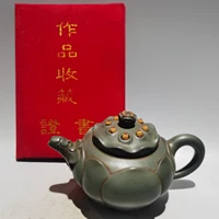 8 chinese yixing zisha pottery lotus leaf shape lotus root lotus pot teapot purple clay pot kettle green mud ornaments