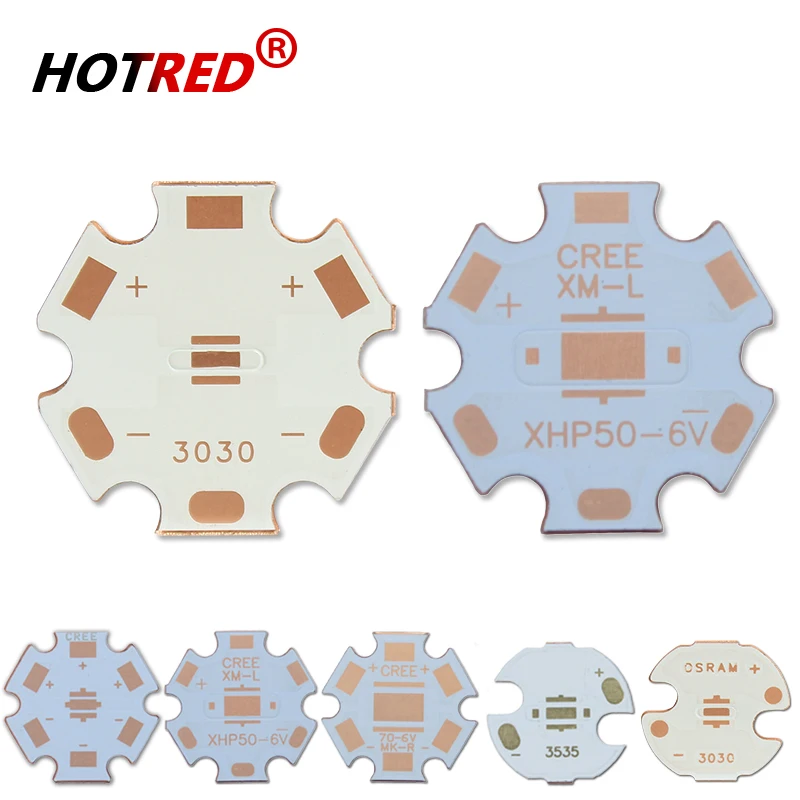 

10PCS 20mm Copper PCB Cree XPG2 XPE XPE2 XML2 XHP50 XHP70 MKR 4PCS 3535 6V12V LED XPE XTE 6V/12V led Heatsink 16mm Copper Board