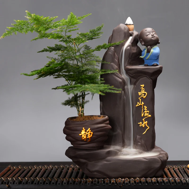 

Waterfall Backflow Incense Burner Smoke Zen Buddha Statue Incense Stand Agarwood Adornos Para El Hogar Elegantes Home Decoration