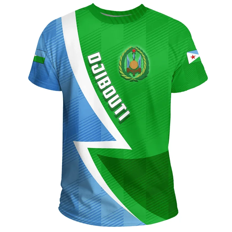 Фото Футболка с 3D принтом RepublicOf Djibouti Flag Map, футболки с рисунком Djibouti, винтажная мужская одежда с короткими рукавами, топ №4