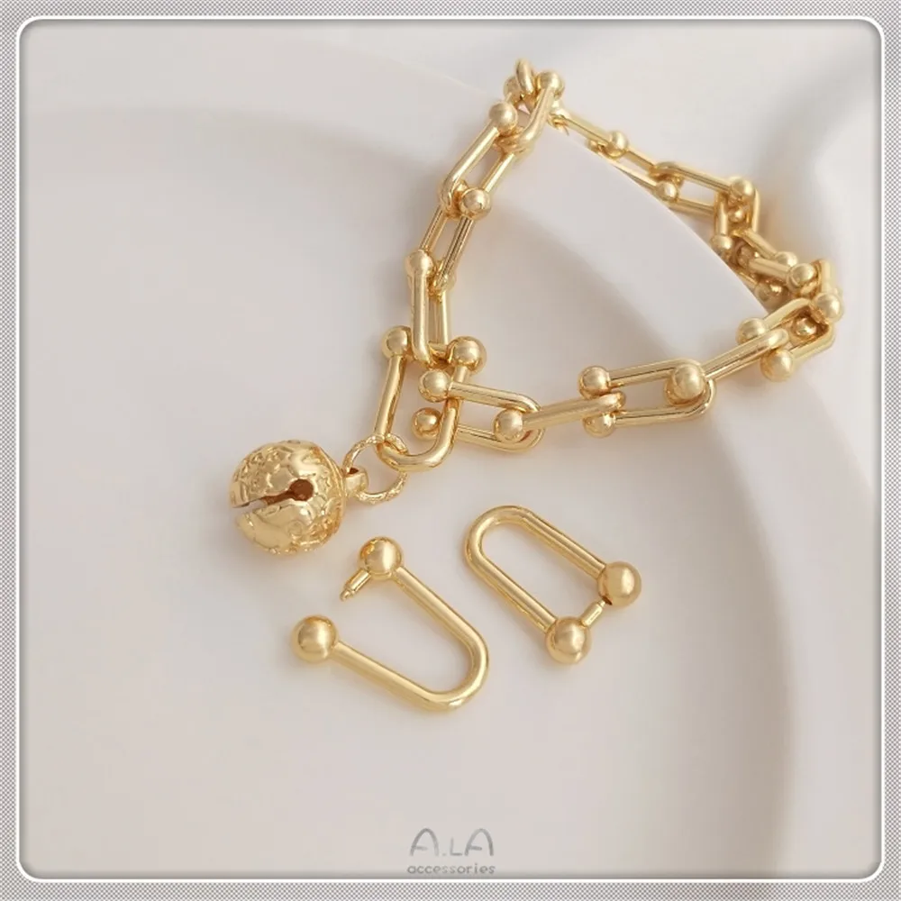 Купи Jewelry clasp 14K gold U-shaped clasp Connecting accessories DIY earrings pendant chain necklace end clasp clasp за 174 рублей в магазине AliExpress