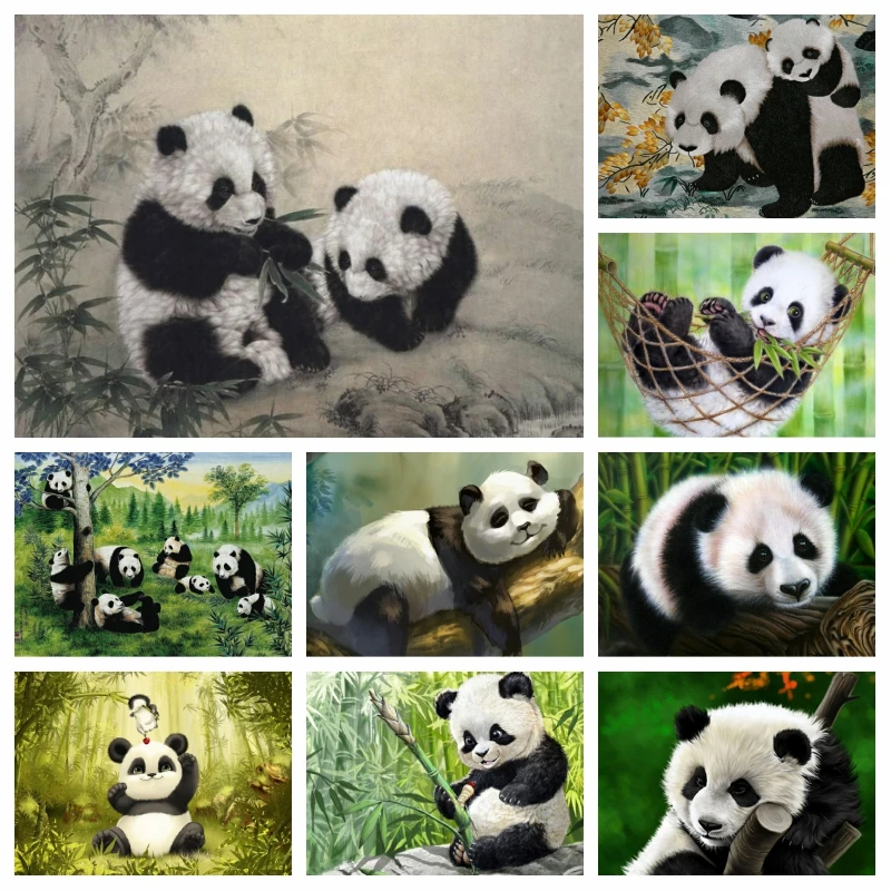 Animals 5D Diamond Painting Panda Full Diamond Embroidery Painting Cross Stitch Mosaic Rhinestone Pictures Home Decoration