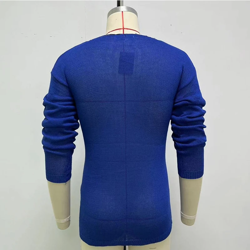 Мужской повседневный Однотонный свитер с V-образным вырезом сезон весна-лето