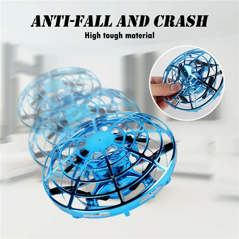 Mini UFO Drone RC Helicopter Aircraft Toy Quadcopter Infrared Hand Sensing Interactive Flying Saucer RC Toys Golden /Red /Blue