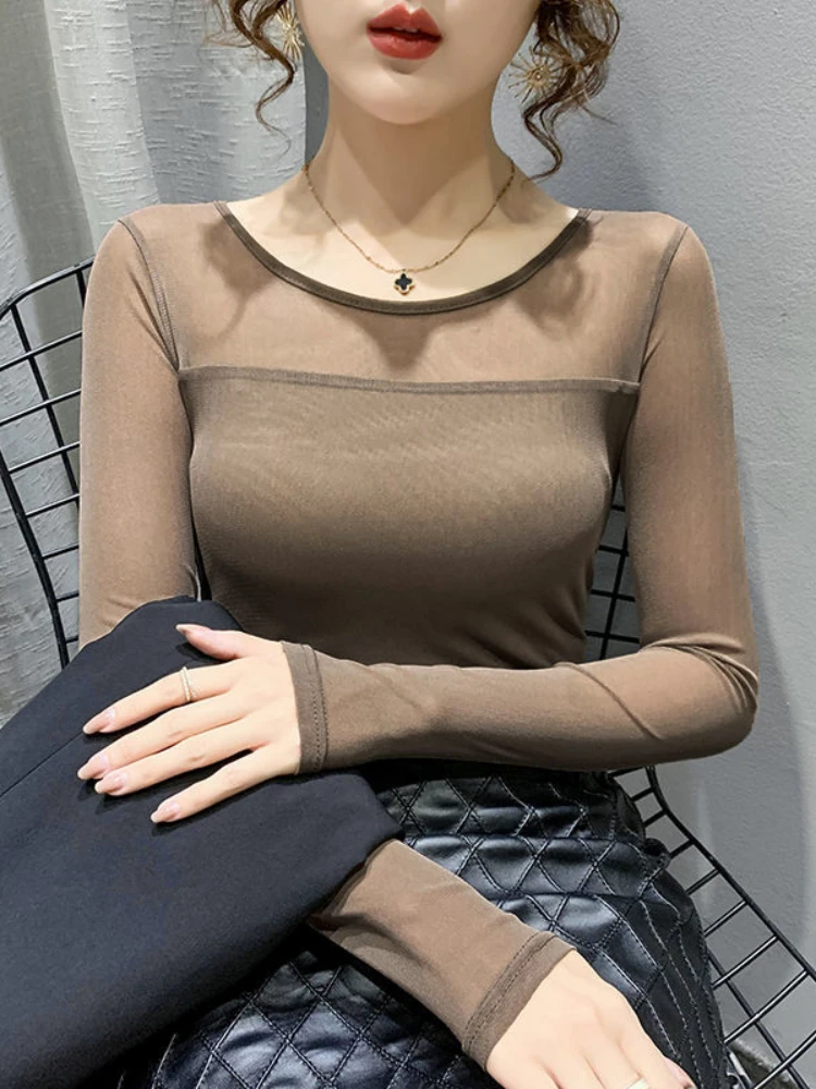 

Женские топы с круглым вырезом и длинным рукавом, однотонная утепленная рубашка, топ, Женская осенне-зимняя модная футболка T339