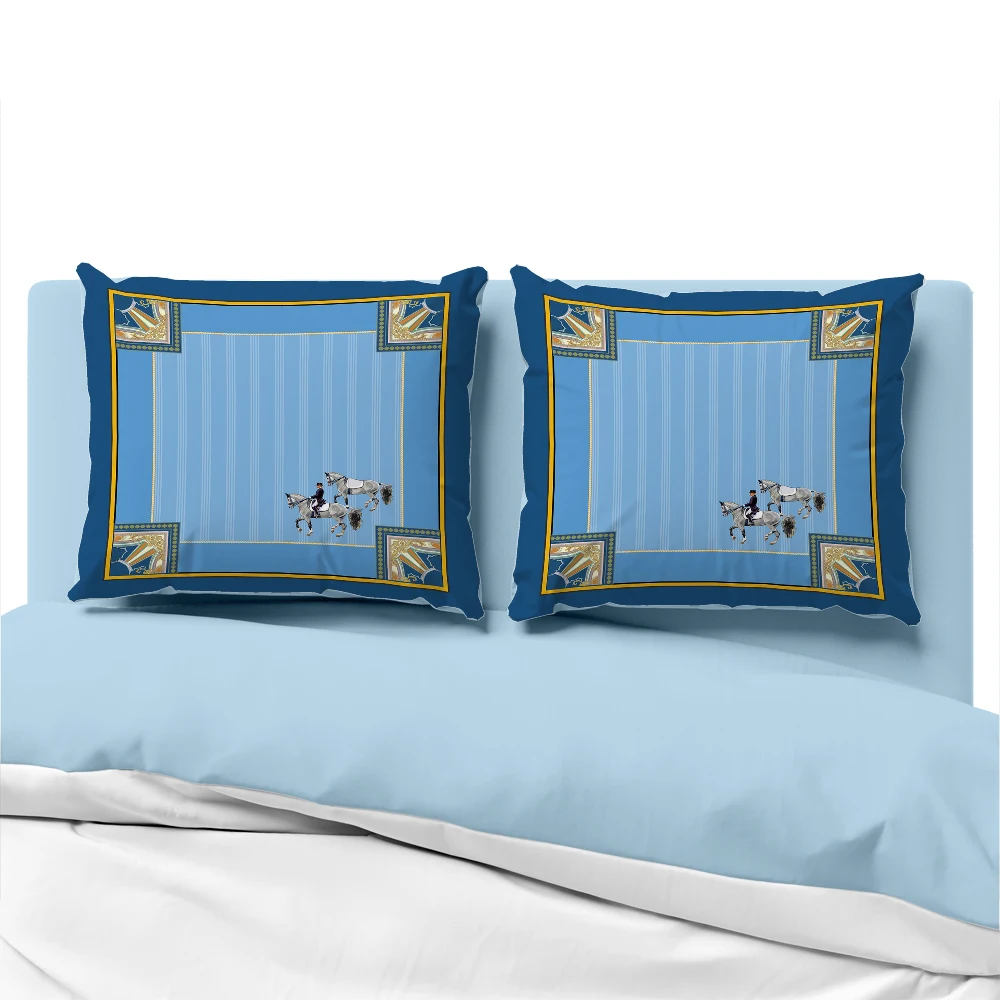 

Luxury Pillow cover for sofa Decorative pillow case Bedding Pillowcase Pillowcovers 50x70 50x75 50x80 horse Sky blue
