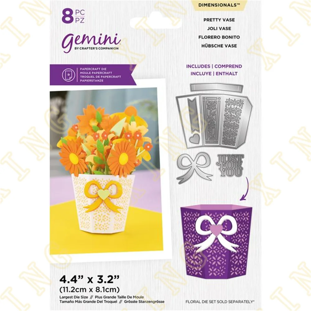 

Metal Cutting Dies Scrapbook Diary Decoration Stencil Embossing Template Diy Greeting Card Handmade 2023 New Pretty Vase Bow Tie