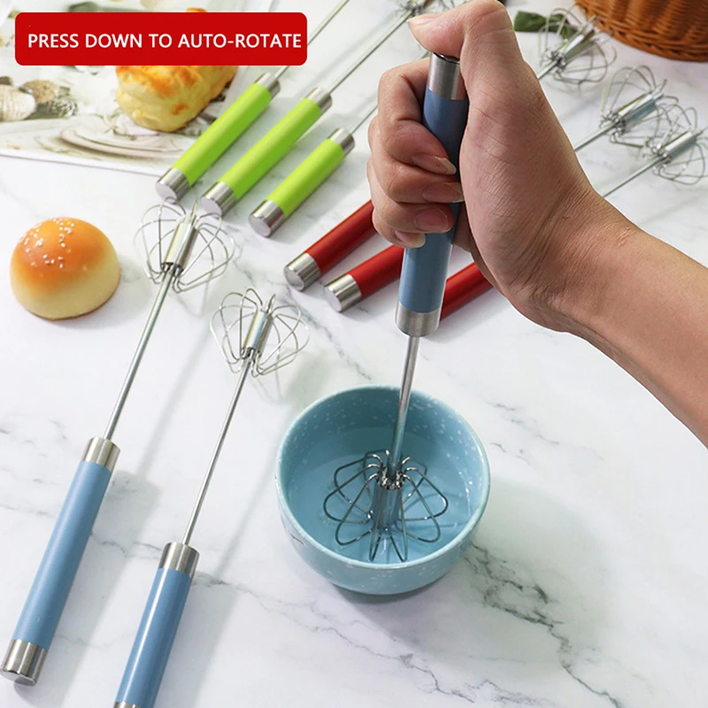 

Hand Pressure Semi-automatic Egg Beater Stainless Steel Kitchen Accessories Self Turning Cream Utensils Whisk Manual Mixer Tools