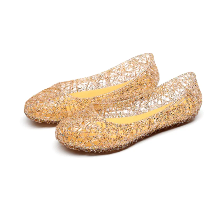 

Women Sparkly Shoes Round Toe PVC Low Price Jelly Mary Jane Flats Cut-Out Breathable Soft Ballerina For Tender Feet Slip-On 41 8