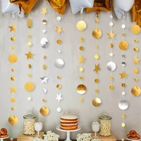 4m gold silver star circle party decoration paper garlands wedding screen decor birthday party supplies girls bedroom decor