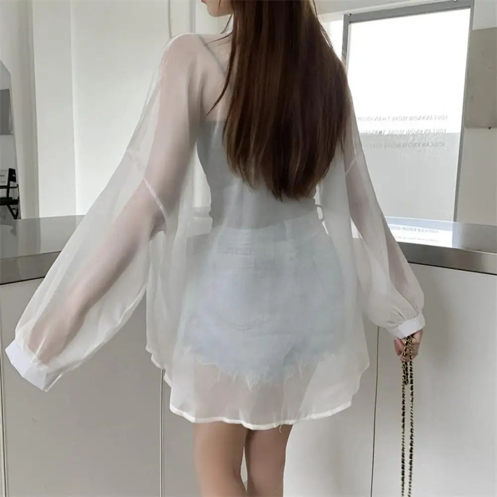 Женская прозрачная Солнцезащитная рубашка стильная женская шифоновая куртка с