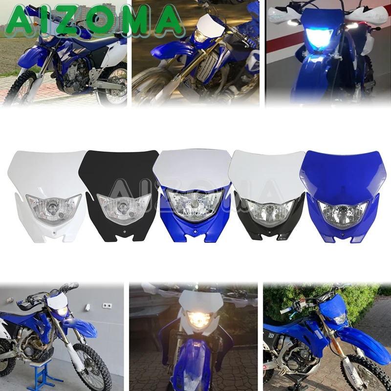 Фото Обтекатель для фар Enduro MX Supermoto, 12 В, 35 Вт, универсальный налобный фонарь, маска для Yamaha XT WRF YZF TTR 125/225/250/450/500 №1
