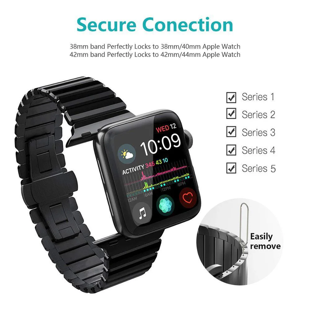 Metal Stainless Steel Strap for Apple Watch Ultra 49mm 876543SE Butterfly Buckle Bracelet for Iwatch 45mm 41mm 44mm 40mm 42 38mm