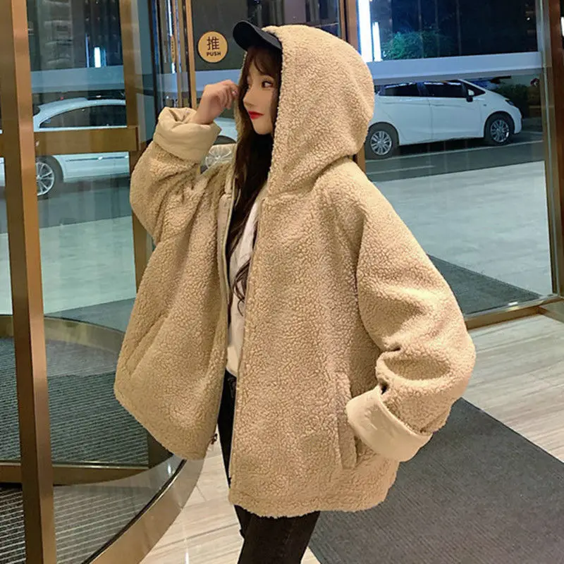 Thicker Soft Woolen Parkas Coat Women Autumn Winter Fashion Hooded Double-side Female Clothing Long Sleeve Tops Woman Outwear