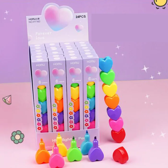 

12 корт/лот креативные блоки в форме сердца, милая 6 цветов, рисунок детской ручки, школьные принадлежности, канцелярские принадлежности, оптовая продажа